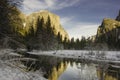 Yosemite Valley Ionic View in Winter Royalty Free Stock Photo