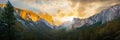 Yosemite valley nation park during sunrise view from tunnel view on morning time Royalty Free Stock Photo