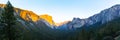 Yosemite valley nation park during sunset view from tunnel view on twilight time. Royalty Free Stock Photo