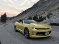 Yosemite Valley National Park, USA. Nov 2017: Chevrolet Camaro Convertible at sunset