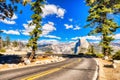 Yosemite Valley Road to Glacier Point with Half Dome at Background during a Sunny Day, Yosemite National Park