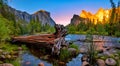 Yosemite valley at sunset Royalty Free Stock Photo