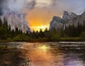 Yosemite Valley Sunset View Royalty Free Stock Photo
