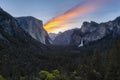 Yosemite Valley Tunnel View and sunrise in the morning, California Royalty Free Stock Photo