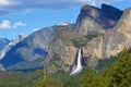 Yosemite valley, National park Tunnel view, spring nature with waterfall Royalty Free Stock Photo