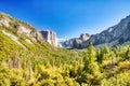 Yosemite Valley view from the Tunnel Entrance to the Valley during a Sunny Day, Yosemite National Park Royalty Free Stock Photo