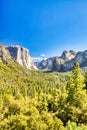 Yosemite Valley view from the Tunnel Entrance to the Valley during a Sunny Day, Yosemite National Park Royalty Free Stock Photo