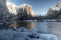 Yosemite winter Valley view Royalty Free Stock Photo