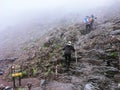 The Yoshida trail climbing Mount Fuji