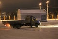 YOSHKAR-OLA, RUSSIA - DECEMBER 08, 2017: Training in guided drifts on snow, ice and snowdrifts into snowfall - drift on the rear-d