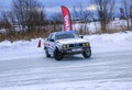 YOSHKAR-OLA, RUSSIA, JANUARY 11, 2020: Winter car show for  Christmas holidays for all comers - single and double drift, racing on Royalty Free Stock Photo