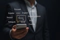 Language Translation Apps: Language Education Concepts, Learn Languages ??Online With Mobile Translation Apps Royalty Free Stock Photo