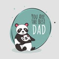 You Are The Best Dad Message With Cute Panda Bear Hugging Baby On Teal And White