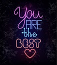 You are the best, glowing neon light wire text