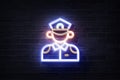 Neon Police Officer neon sign, glowing logo, glow icon Royalty Free Stock Photo