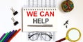 You Can Help inscription text on white notepad on office table Royalty Free Stock Photo