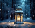 You can immerse yourself in the enchanting of the holiday with a magical Christmas lantern in the snow. Royalty Free Stock Photo
