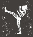 Kickboxing vector illustration with lettering