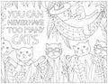 You can never have too many cats. Cat coloring page. Coloring quote Royalty Free Stock Photo