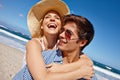 You can never have too much beach. a happy young couple enjoying a day at the beach. Royalty Free Stock Photo