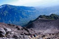 beautiful view of the climber's camp from the top of Mount Merapi