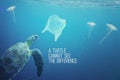 A sea turtle going to eat a plastic bag. Royalty Free Stock Photo