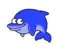 Mascot Illustration of a cute blue dolphin Smiling