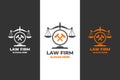 Logo for lawyers or law firm concept scale and court Hammer