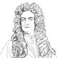 Realistic illustration of British scientist Isaac Newton