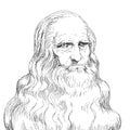 Realistic illustration of the painter and inventor Leonardo Da Vinci Royalty Free Stock Photo
