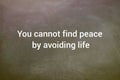 You cannot find peace by avoiding life