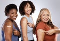 You cant enjoy abundance of wealth if youre not in good health. Studio shot of a group of people wearing plasters after Royalty Free Stock Photo