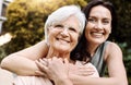 You cant replace this bond. a happy senior woman spending quality time with her daughter outdoors. Royalty Free Stock Photo