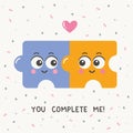 You complete me. Cute Puzzle couple in love.