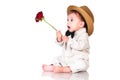 You congratulated their favorite? Emotional pretty baby gentleman Royalty Free Stock Photo