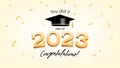You did it. Graduation ceremony banner. Class of 2023 Congratulations graduates typography design template. Royalty Free Stock Photo