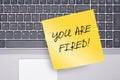 You Are Fired Note on Keyboard Royalty Free Stock Photo