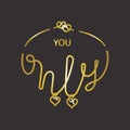 Only you - hand lettering. Necklace, heart. outline. Vector Illustration