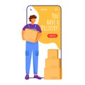 You have delivery cartoon smartphone vector app screen