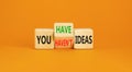 You have or not idea symbol. Concept word You have or have not ideas on beautiful wooden cubes. Beautiful orange table orange Royalty Free Stock Photo