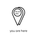 You are here icon. Trendy modern flat linear vector You are here Royalty Free Stock Photo