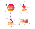 You are here icons. Info speech bubble sign. Vector