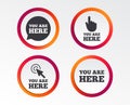 You are here icons. Info speech bubble sign. Royalty Free Stock Photo