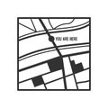 You are Here Map Outline Flat Icon on White