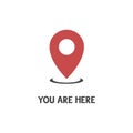 You are here sign icon. Info speech bubble. Map pointer with your location. Vector illustration on white background