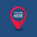 You are here sign icon mark. Destination or location point concept. Pin position marker design Royalty Free Stock Photo