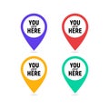 You are here sign icon mark. Destination or location point concept. Pin position marker design Royalty Free Stock Photo