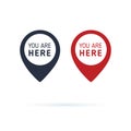 You are here sign icon mark. Destination or location point concept. Pin position marker design Royalty Free Stock Photo