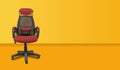 You are hired - hiring open theme banner with yellow room and office chair with copy space