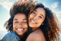 You and I are more than friends. two girlfriends enjoying themselves at the beach. Royalty Free Stock Photo